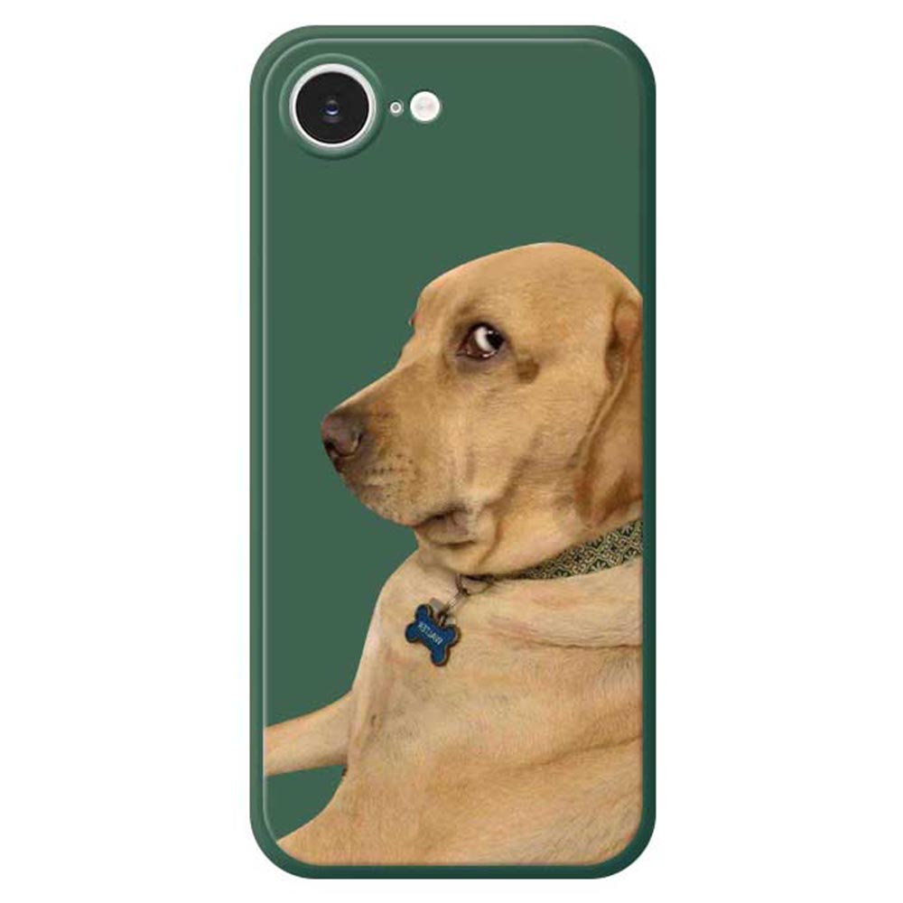 For iPhone 16e Case Yellow Dog Pattern Printing Straight Edge TPU Phone Back Cover