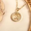 Korean Style Versatile Women's Necklace with Zircon, Gold-Plated Copper Pendant