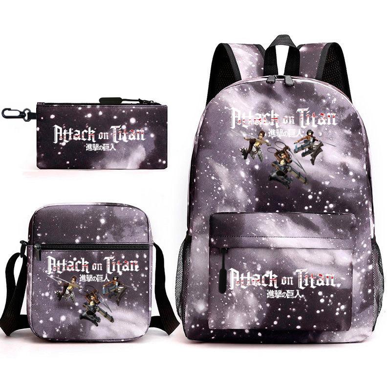 Attack on Titan Teen Anime Rucksack Attack on Titan Schultasche Dreiteiliges Set