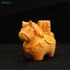 Cute Pony Figurine, Cliff Cypress Wood Carved Chinese Zodiac 'Fortune On Horseback' Statue