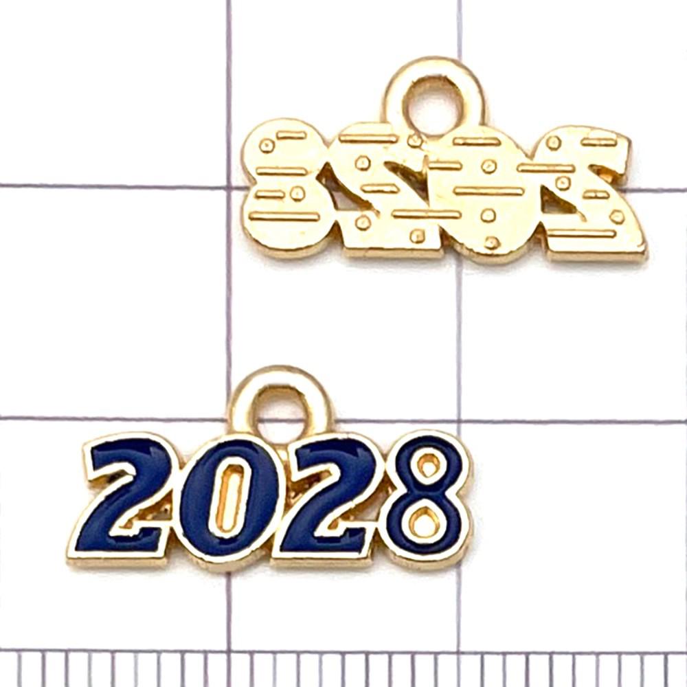 10 Colorful Enamel 2028 Year Number Charms for DIY Jewelry and Accessories