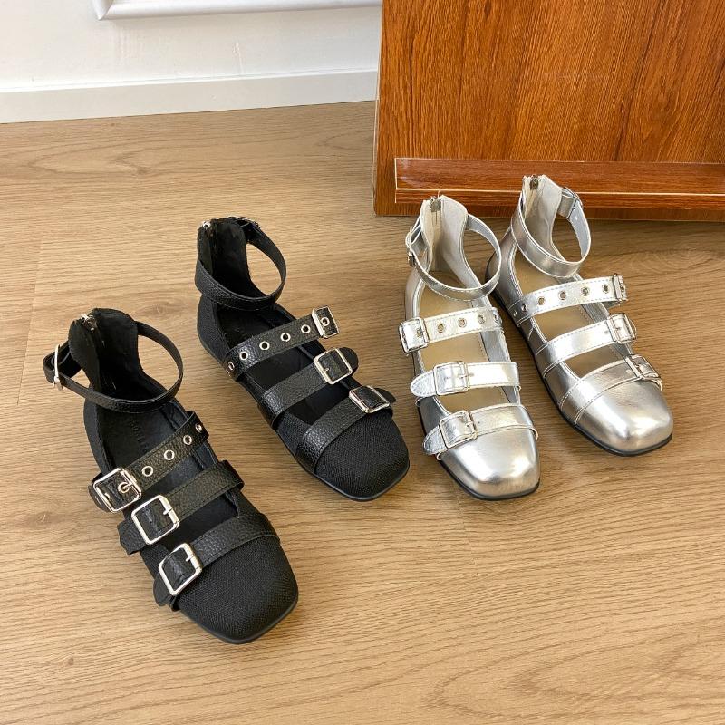 Women Square Toe Flats Shoes Luxury Loafers Brand Party Sandals Designer 2025 Summer New Marie Janes Shoes Casual Sport Sneakers