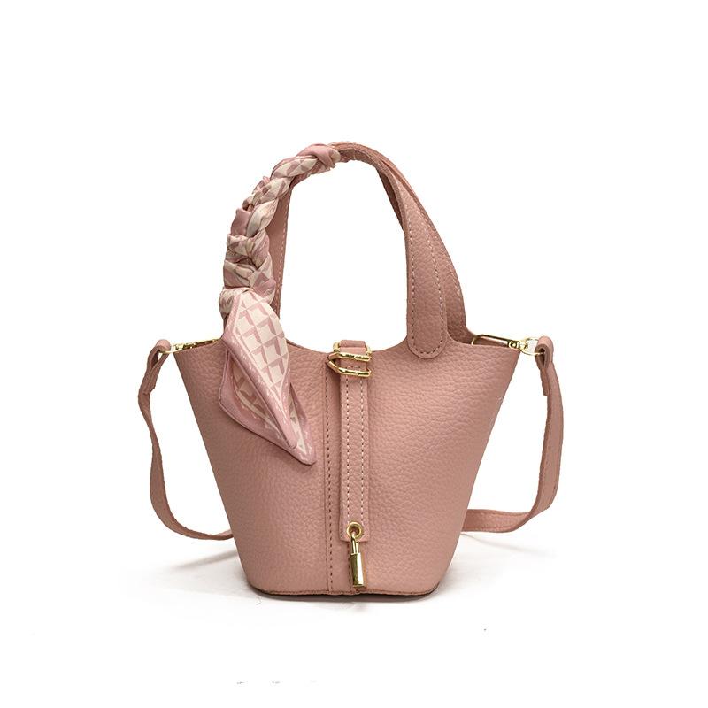 Popular Popular Fashion Lychee Pattern Temperament Advanced Sense Portable Bucket Bag Women's Leisure Commuting Niche Messenger Bag Bag