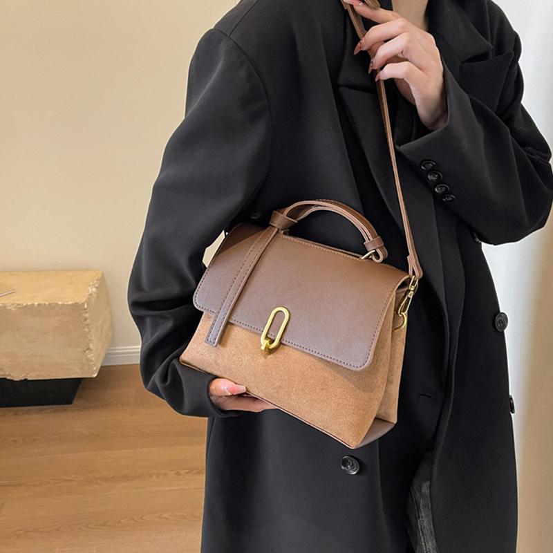 High Sense Handbags Women's Autumn and Winter Solid Color All-Matching Shoulder Bag Retro Minority Crossbody Commuter Bag