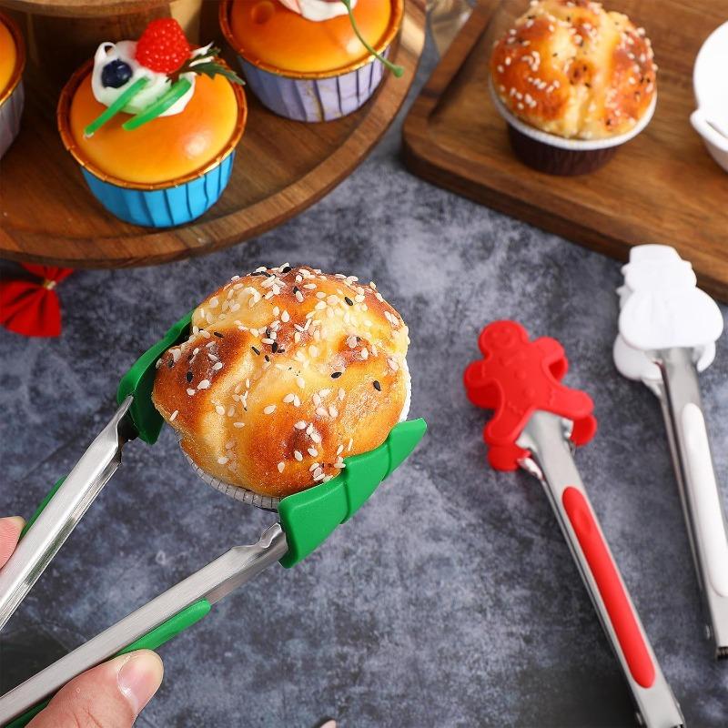 1-3PCS Stainless Steel Silicone Food Tongs BBQ Tongs Heat-Resistant Grilling Tongs for Steak Bread BBQ Accessories