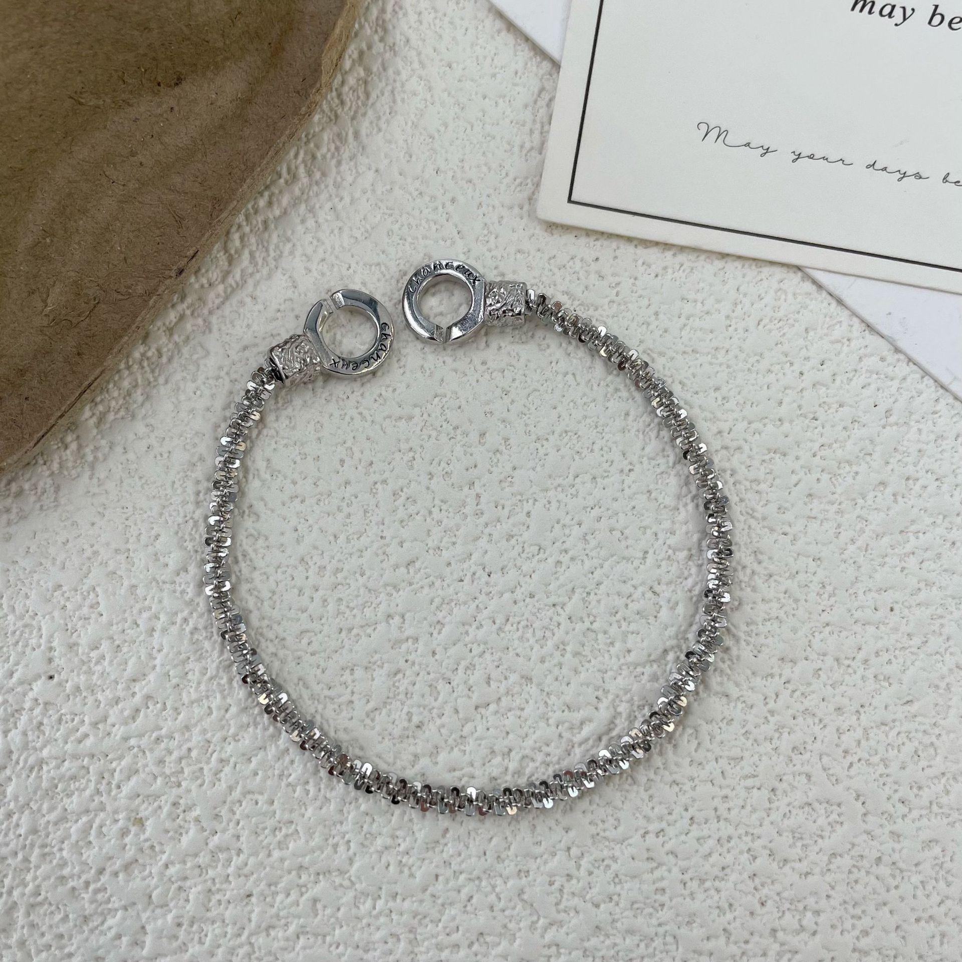 

Original 925 Sterling Silver Ring Chain Lucky Bracelets Woman Bright Party Luxury Designer Jewelry Charm Korean Jewellery срібний