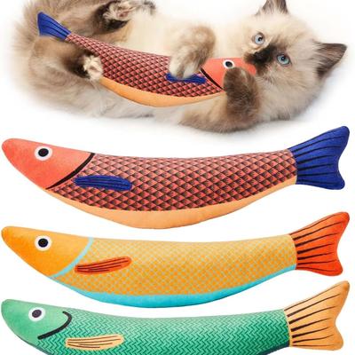 Katten Speelgoed Vis, Tanden Slijpen Kattenkruid Speelgoed, Zacht en Duurzaam, Kittenspeelgoed Interactief Geluid Makend Kat Kauwen Bijten Pluche Speelgoed Kat Benodigdheden