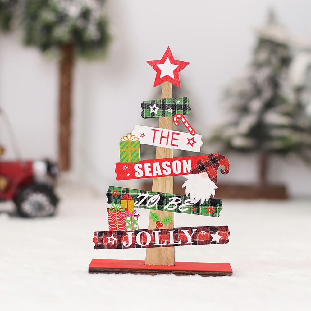 Detachable Christmas Tree Wooden Ornaments Table Top Dress Up Photo Props For Christmas Decoration