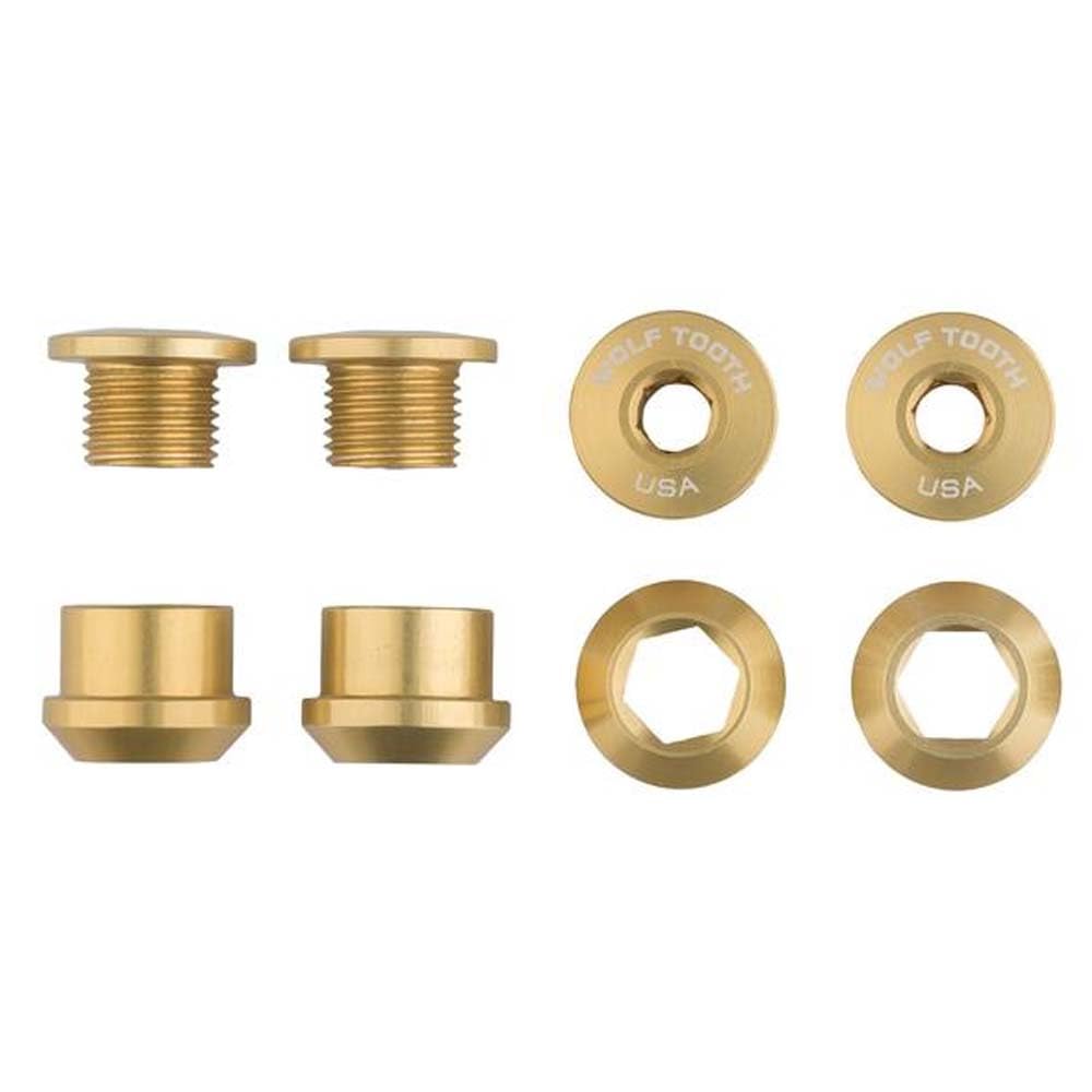 Wolf Tooth Chainring Bolts Nuts 6mm Set Gold + 4-Piece