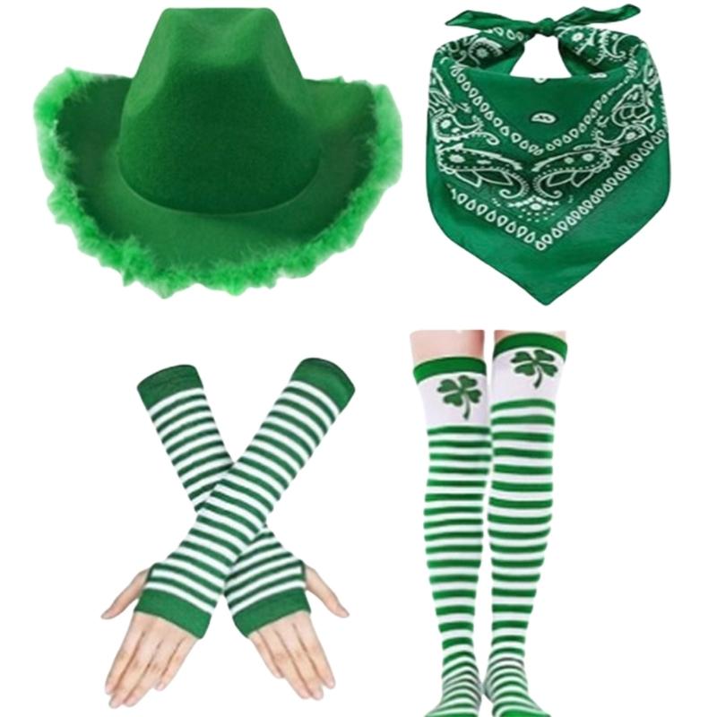 

Clovers Festival Hat Set Comfortable Green Hat Cultural Event Hat Party Headwear for Variouas Ages and Occasion 1 зелений