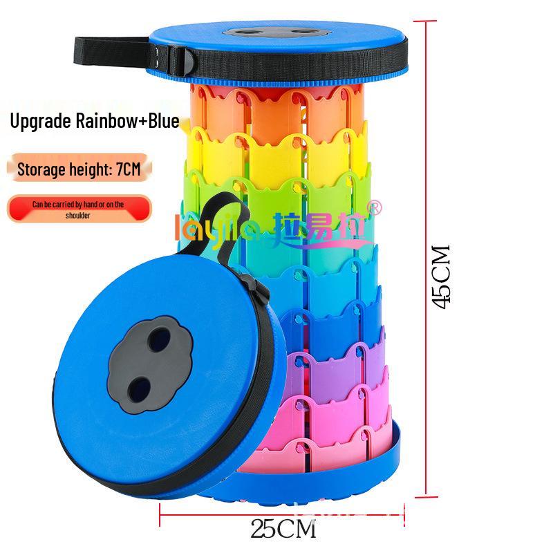 Rainbow Telescopic Adjustable Folding Stool for Leisure, Fishing, and Household Use
