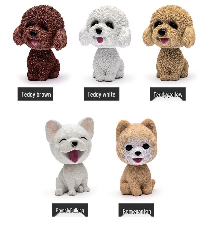 Bulldog Bobblehead Car Ornament | Cute Resin Dashboard Decor