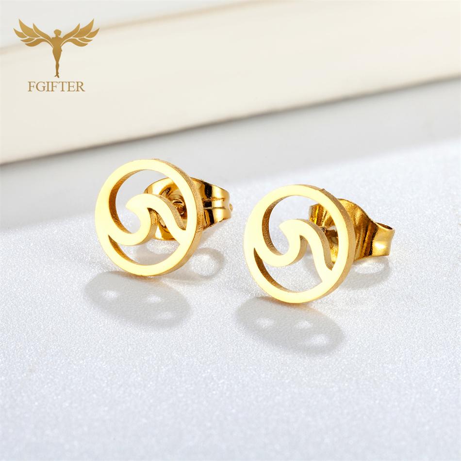 12 Paare Einfache Geometrische Ohrringe Großhandel Rund Quadratisch Stern Blitz 8 Stil Edelstahl Stecker Ohrringe Set Frau Zirkon