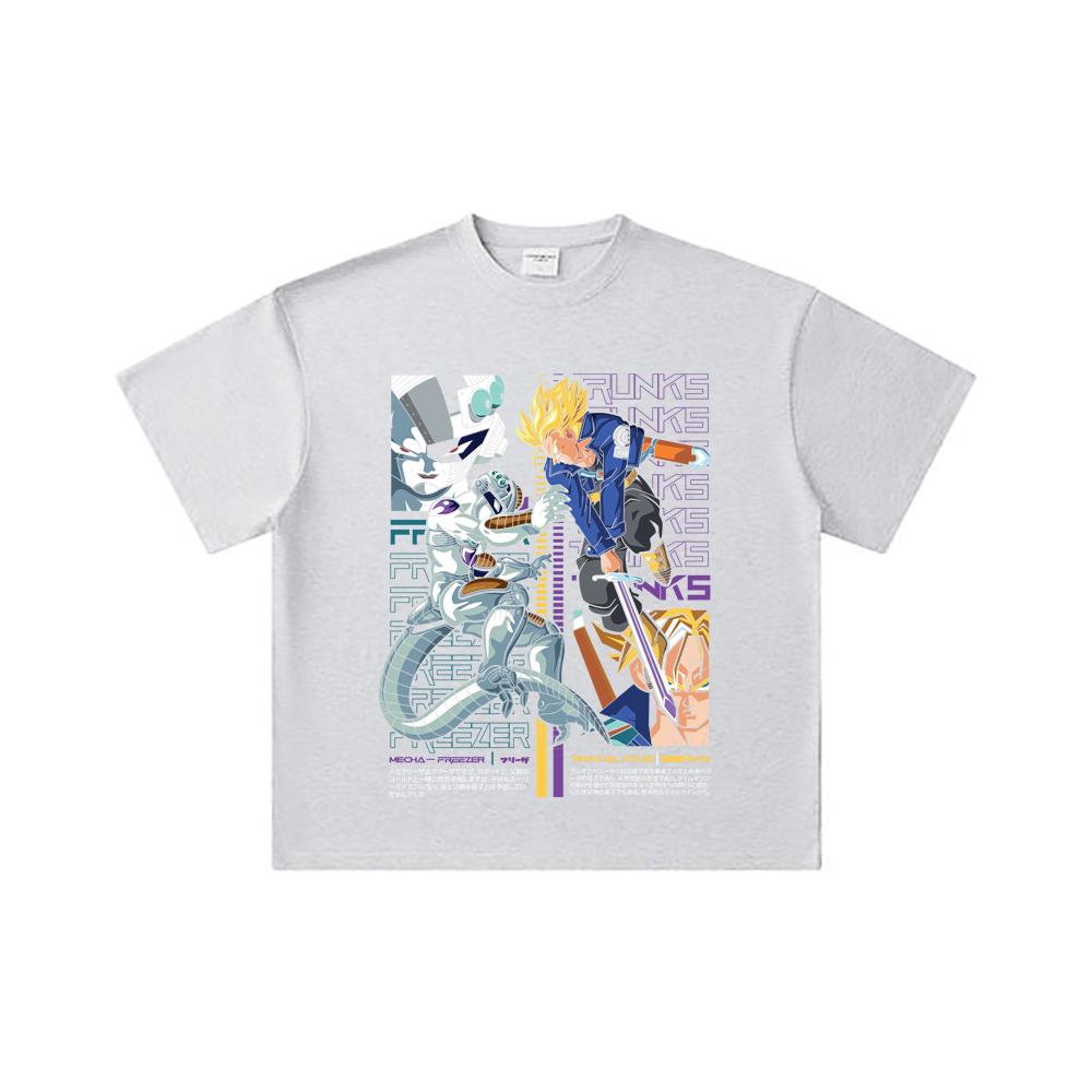 260 GSM Double Yarn 32 Count 100% Cotton Dragon Ball V50 Trunks Freeza Print Unisex Heavy Cotton T Shirt