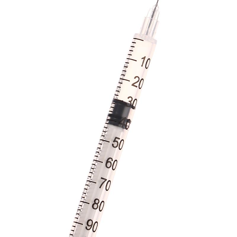 10Pcs 1Ml Disposable Plastic Sterile Insulin Syringe Orange Cap Plastic Liquid Dispenser