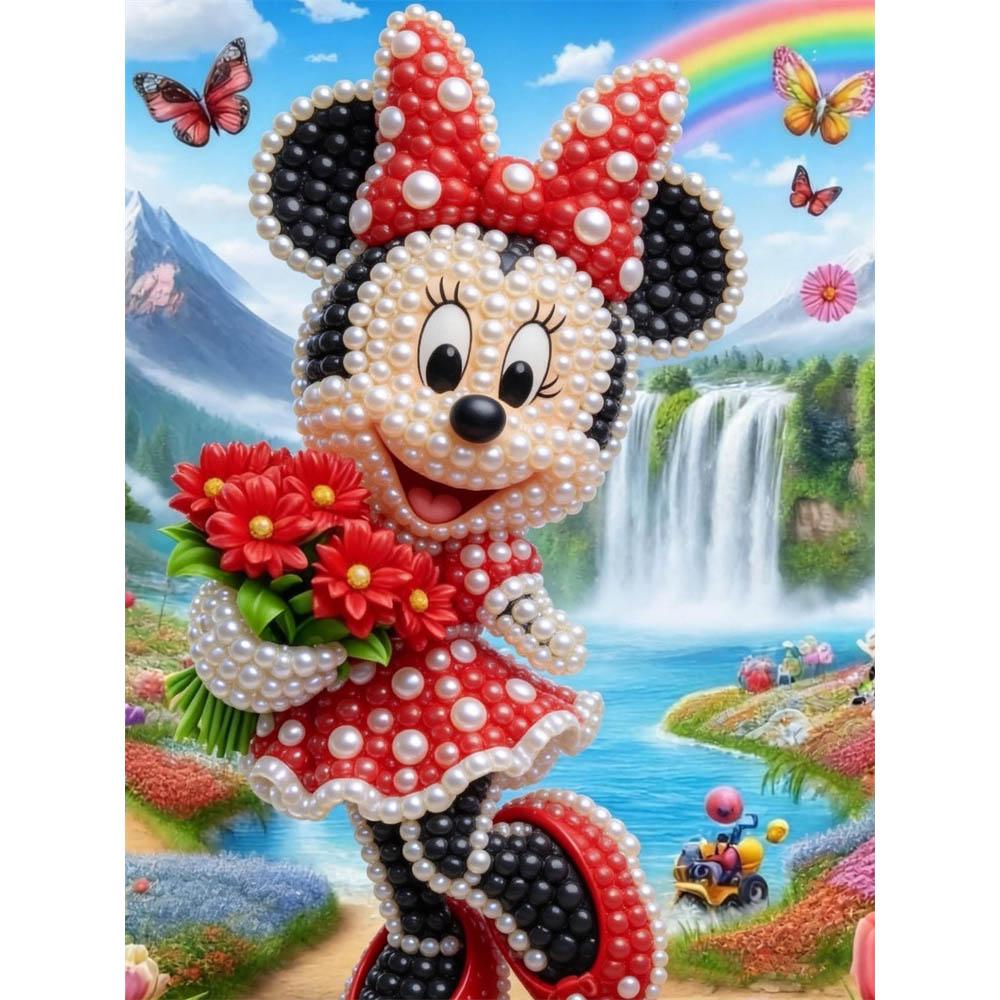 

Disney MinnieRed Polka Dot DressOversized Bowshaped Pearl DIY Art Painting for The Wall Decoration A HandmadeGift Suitablefor Homeor Office Decoration 35x45cm