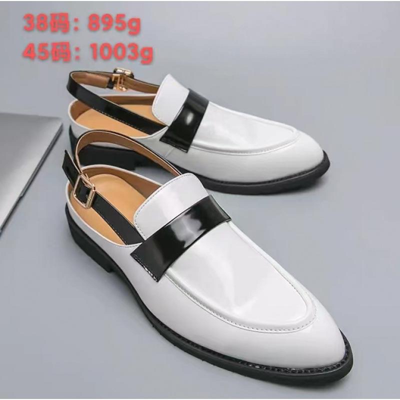 

Half slippers men s summer heelless lazy pointed leather shoes outdoor bag head men s Internet celebrity cool slippers men s fashion outside 38