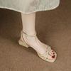 Pick Up Girl 8158-1 Summer Night Breeze Gentle Low Heel Sandals Summer 2025 New Fairy Style Women's Shoes