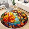 1pc Autumn Leaves Office Round Area Rug,  Mat Suitable For Office, Under Office Chairs Bedroom Living Room Home Decor, Room Deco