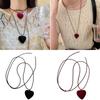 Elegant Heart Pendant Necklace Delicate Charm Necklace Flocking Texture Office Lady Necklace for Casual or Party Wear