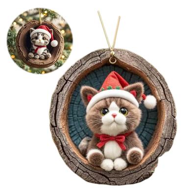 Ornement de Noël Animal Acrylique Plat 2D Pendentif Animal de la Forêt Décoration à Suspendre pour Arbre de Noël Décor de Sac à Dos Cadeau pour les Amoureux des Animaux