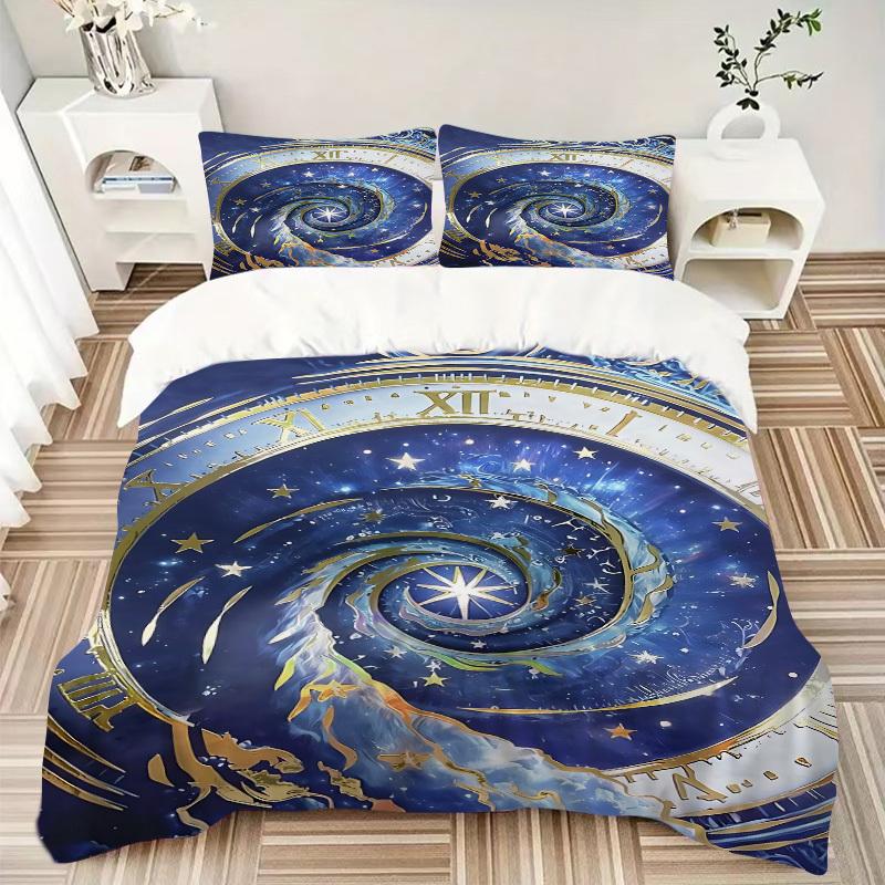 3pc Cosmic Clockwork Cover Set - 1 Quilt Cover + 2 Pillowcases, All Seasons Bedroom Setting, Perfect for Home015