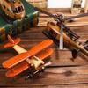 Retro Wooden Airplane Model Ornament - Handcrafted Desktop Decoration