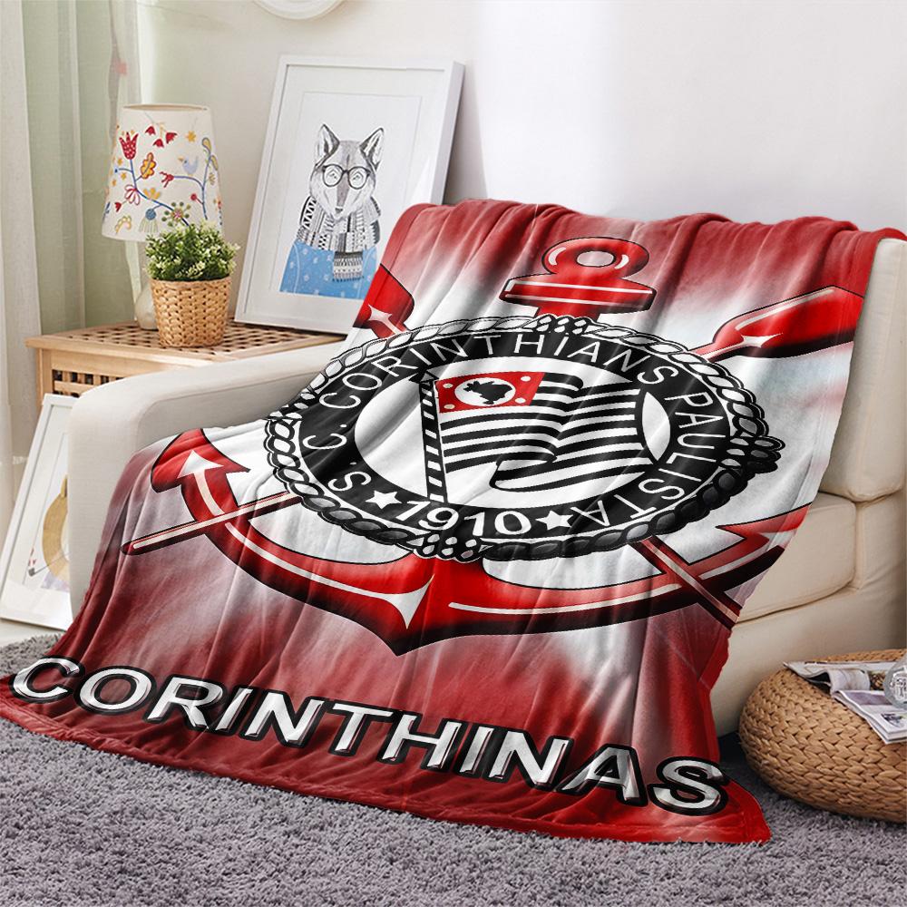 1 pièce Couverture en Flanelle Imprimée SC Corinthians Paulista Haute Qualité Chaude Confortable Couverture pour Toutes les Saisons Parfaite pour les Cadeaux Décoration de la Maison