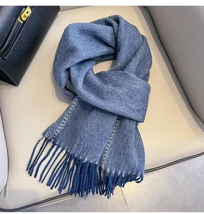 2024 Unisex Retro Wool Double-Sided Snood Scarf – Solid Color and Winter Warm