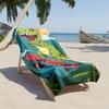 1pc Dinosaur Skateboarding Adventure In Tropical Sunset 2D Printed Microfiber Beach Towel, Quick Dry Super Absorbent. Great