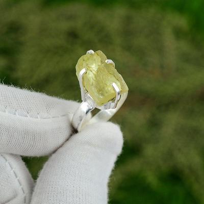Natürlicher Zitronen-Rohstein 925er Sterlingsilber Versprechensring Größe 8.5 Für Mädchen