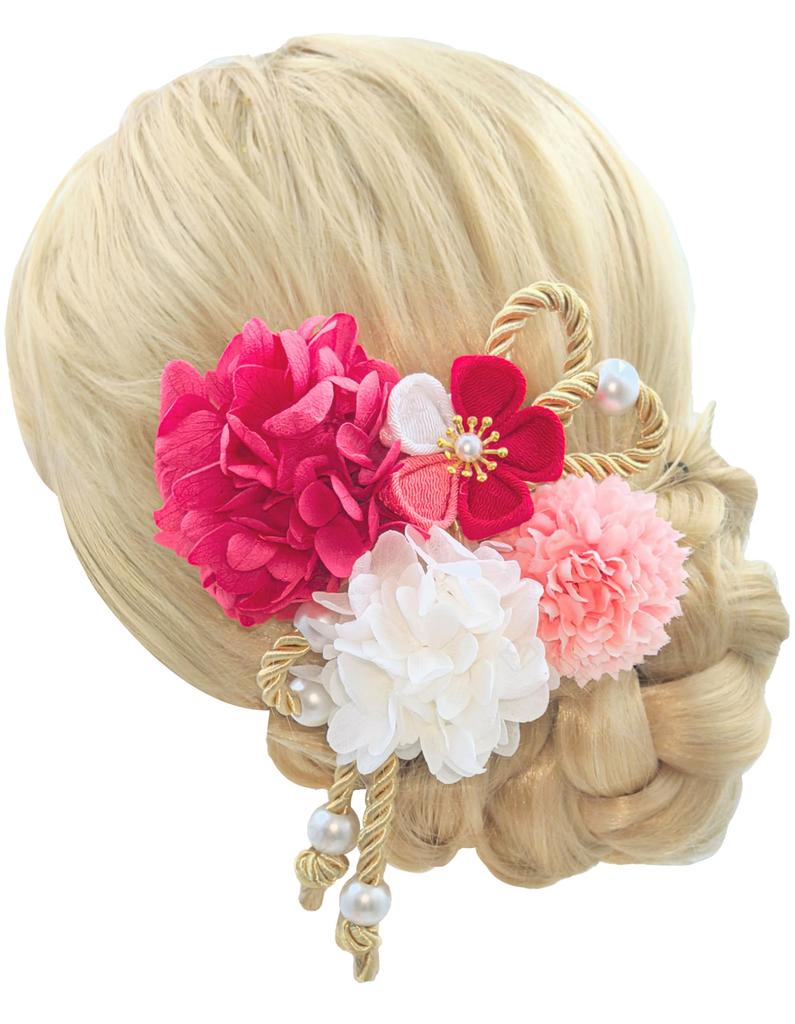 Jzoon Cute Hair Ornament Dried Perfect for and Kindergarten Entrance and Bridal Features Tsumami Zaiku and Braided Cords in Green and Y3003 Set,
