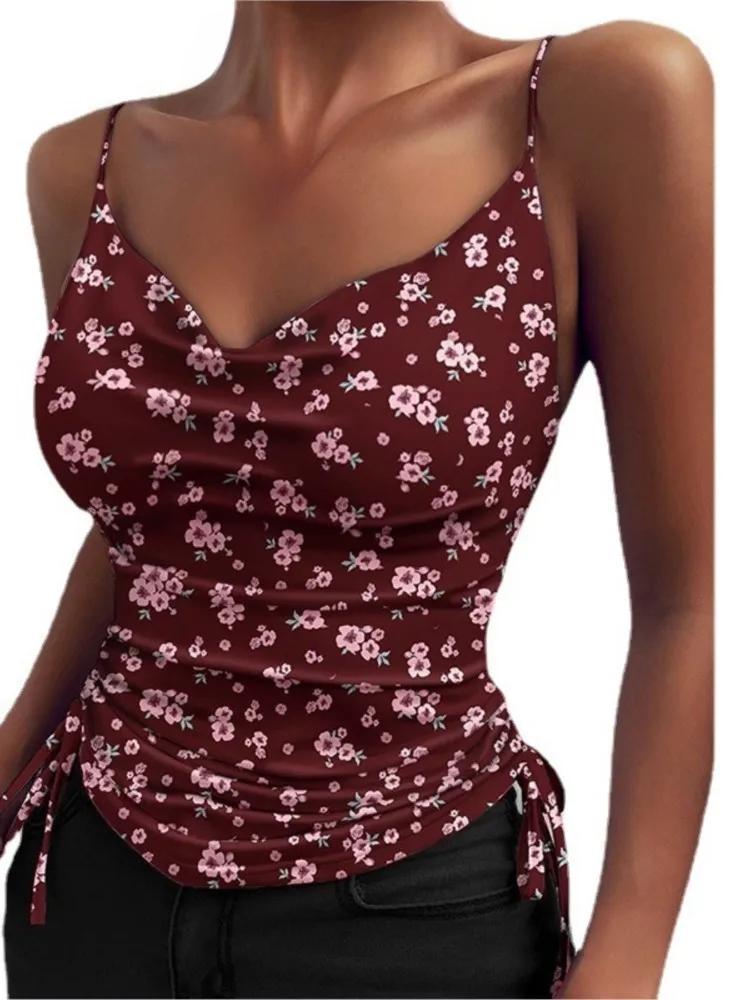 

Женская однотонная майка с V-образным вырезом, майка-камисоль, топ на тонких бретельках, блузка без рукавов, майка, новый летний укороченный топ XXL вино красного