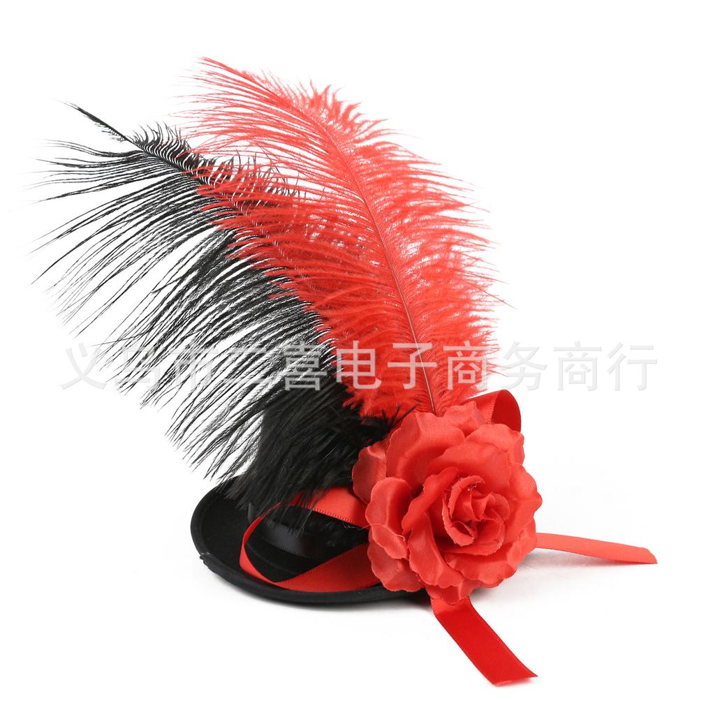 European and American new party dance top hat Jockey Club celebration feather headdress headband flower hair accessories