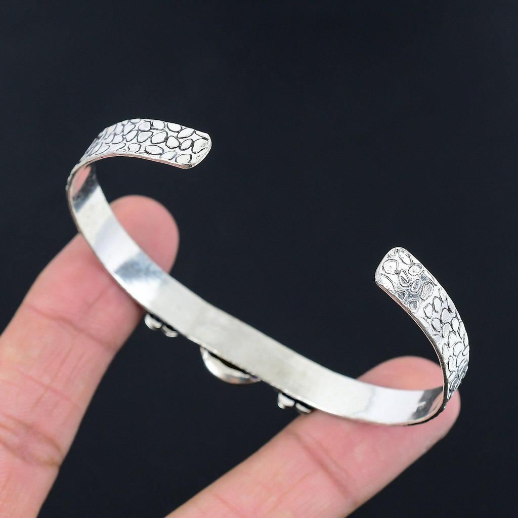 Gift For Women Bangle Flower Adjustable 925 Silver Natural Montana Agate