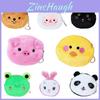 Cute Plush Coin Purse With Bear Head Design Cartoon Print Polyester Material