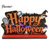 Halloween Room Tabletop Decor Pumpkin Haunted House Letter Ornament, Wooden Ornaments Spooky Festive Desk Decoration for Party Props Unique