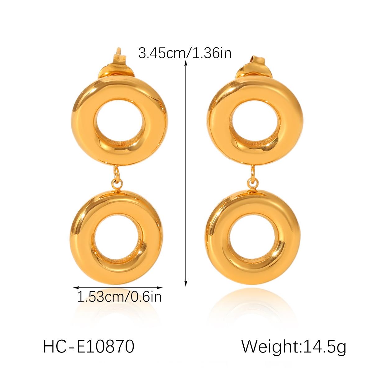

Stainless steel color-block circle earrings, niche high-end ear pendants, Instagram style titanium steel hoop earrings золотой