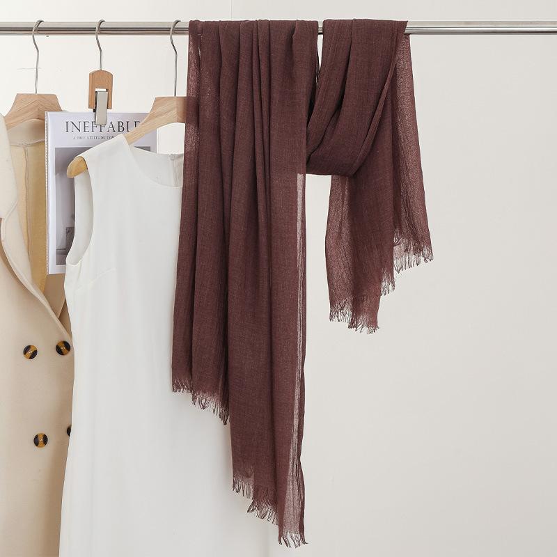 Monochrome Thin Scarf Women'S Sunscreen Shawl Solid Color Simple Imitation Cotton And Linen Silk Scarf High-End Yarn