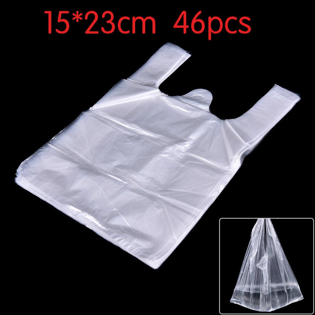 100pcs Supermarket Shopping Bag Transparent Bags Plastic Bags With Handle Food Packaging