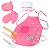 11 Pcs/Set Children Kids Cooking Kitchen Role Pretend Stripe Red Chef Play Gift Toy with Apron Hat