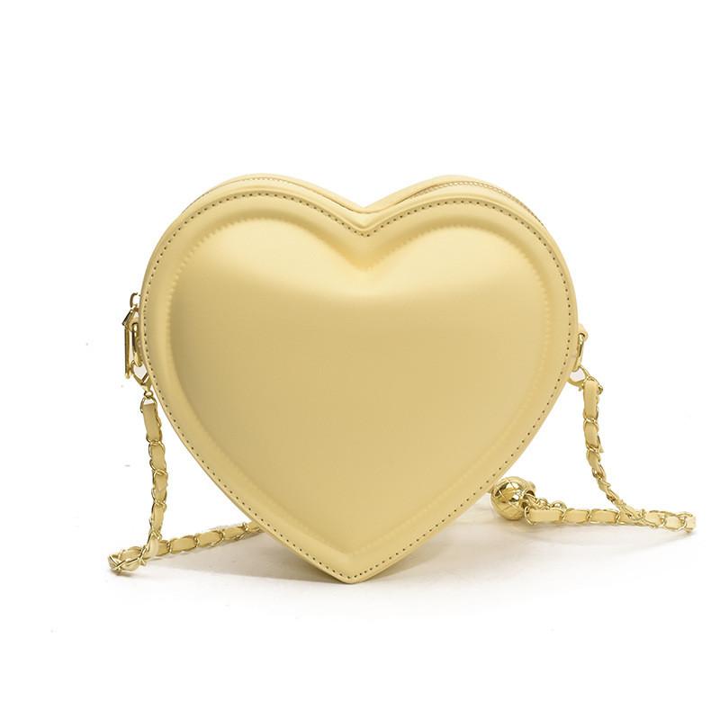 Simple Color Solid Heart Shaped Women Casual Shoulder Chain Bag For Use Daily