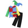 Unisex Circus Clown Costume Color Block Patchwork Clown Dress Hat Waistband Pants Halloween Performance Attire