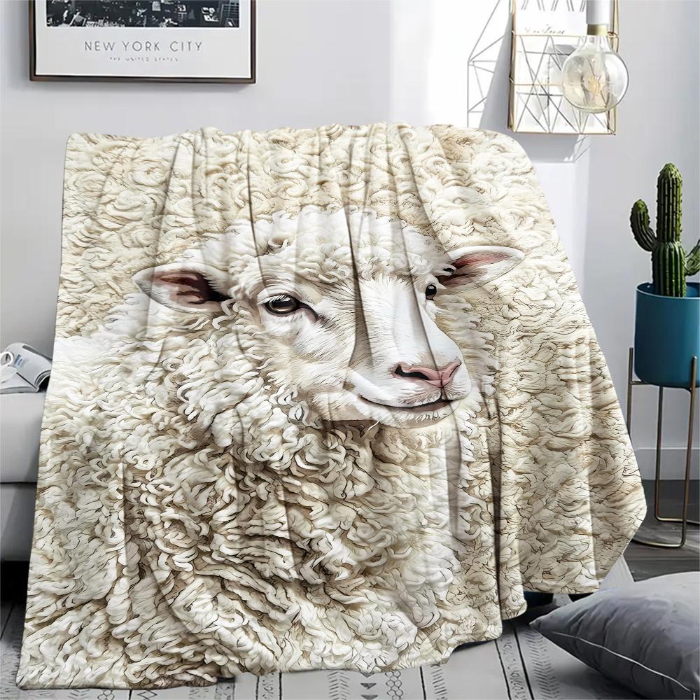 Felt wool lamb and horse lion Print Flannel Blanket,High quality Comfortable for All Seasons,Home Decor,Warmth and Comfort,Perfect for Christmas Gifts