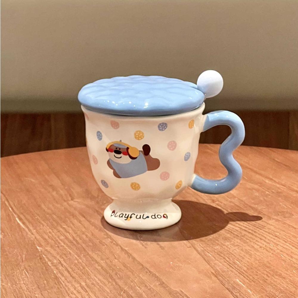 ins style high value polka dot mug girl cute ceramic water cup children's milk breakfast cup birthday gift