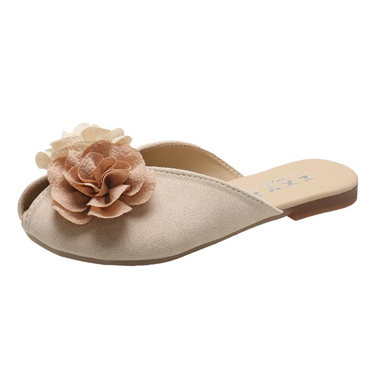 2024  Women's Shoes Closed Toe Women's Slippers Autumn Soft-soled Flower Mixed Color Flat-soled Casual and Comfortable Slippers