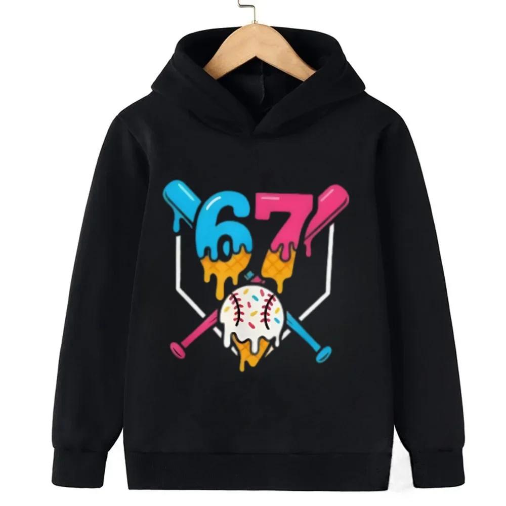 Spring Autumn 67 Children's Hoodie Kids Casual Boys Girl Pullover Fashionable and Funny Comfortable Sweatshirt Hoodies Coat