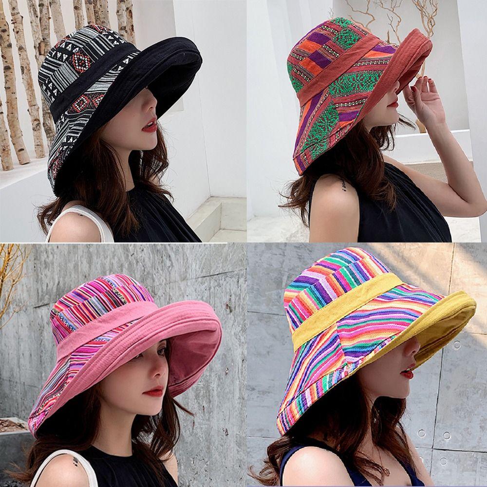 Travel Out Door Summer Retro Sun Protection National Wide Brim Beach Sun Hat Womens Sun Hat