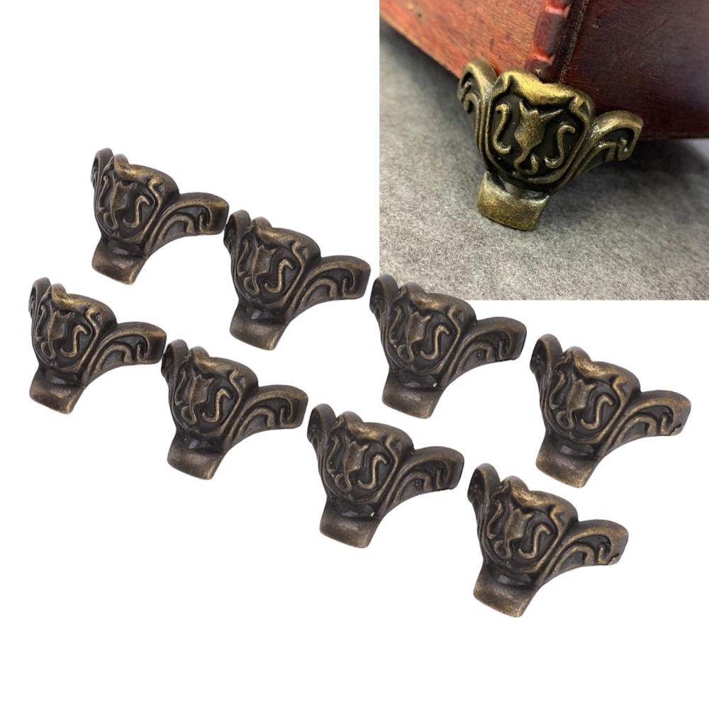 

8pcs 8 Pieces Decorative Legs Bronze Color Corner Protector Feet Hardware Furniture Legs Boxes