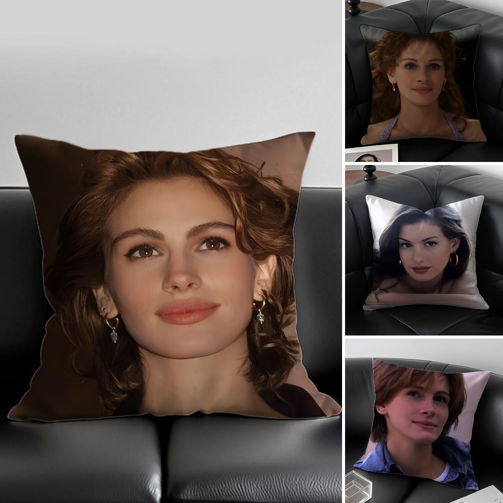 JJulia Roberts Cushion Cover Pillow Case Antidustmite Invisible zipper silky plush cushion